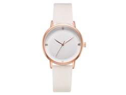 Reloj De Pulsera De Moda Para Mujer Con Correa De Pu, Estilo Sencillo, Pantalla Analógica De Cuarzo, Blanco.