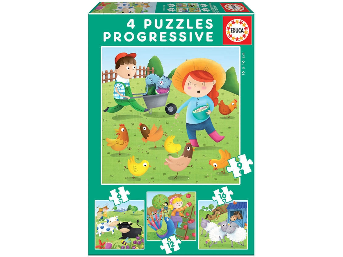 Puzzle EDUCA Progresivo Animales de la Granja (Edad Mínima: 3 Años - 0 Piezas)