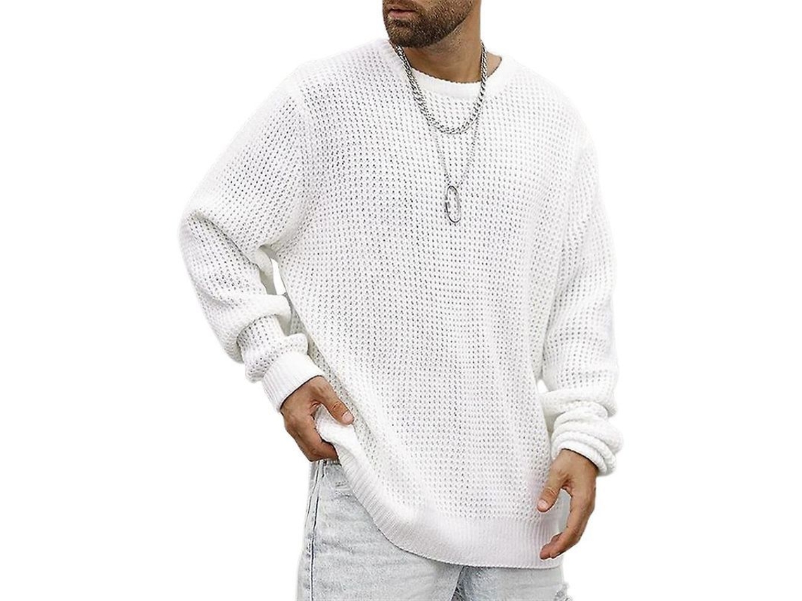 2026-jersey De Punto Waffle Para Hombre Manga Larga Casual Pullover De Cuello Tortuga De Alta Calidad