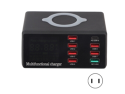 Cargador Inalámbrico (carga Rápida Pd18w 8 Puertos) 100‑240v Usb Qc3.0 5v20a 10w Carga Rápida Para Smartphones
