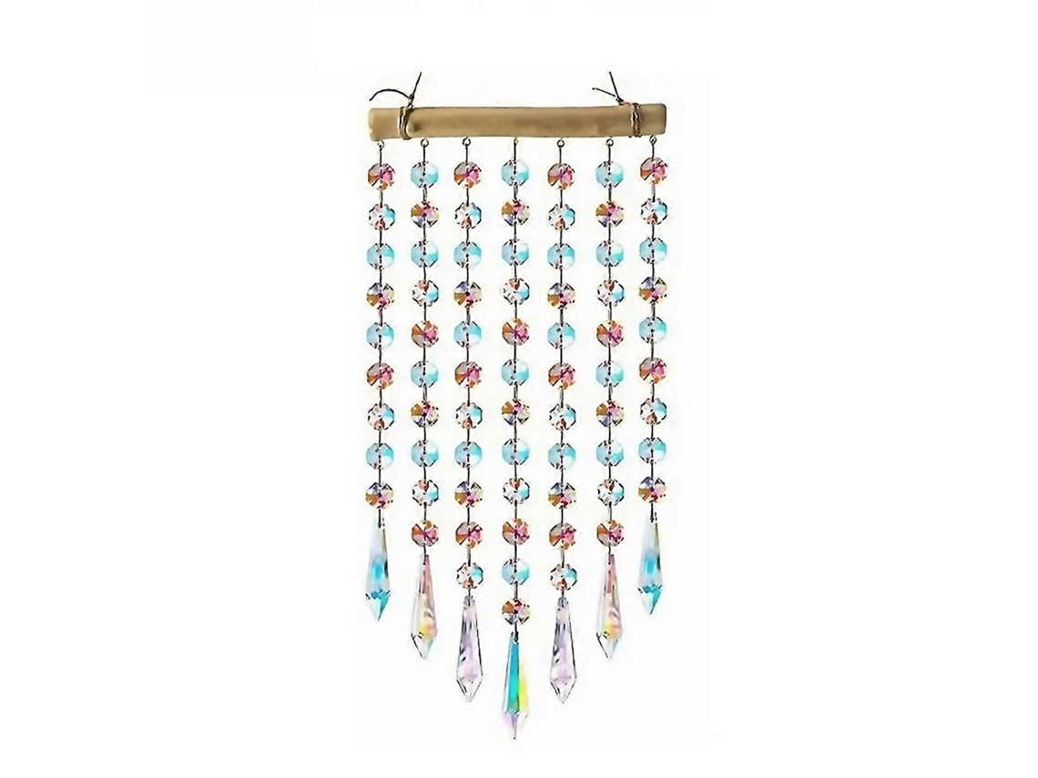 Atrapasol con cristales prismáticos, campanilla de viento de cristal brillante, creador de arcoíris, hogar