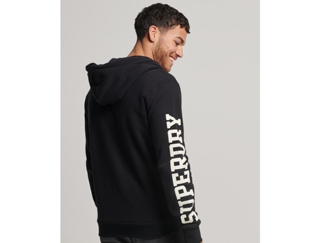 Sudadera con Capucha de Hombre SUPERDRY Cremallera Athletic Negro (S)