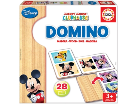 Juego Educativo EDUCA Domino Madera Mickey/Minnie (Edad Mínima: 3 Años - 22,5 x 4,7 x 22,5 cm)