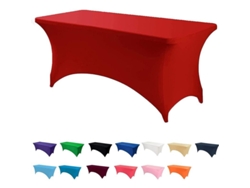 Rebe-funda De Mesa Elástica Rectangular De Spandex 6ft Lavable Para Mesa Trestle Rojo