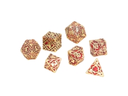 -set De 7 Dados De Metal Sólido Para Juegos De Mesa, Dados Poliédricos Grabados Portátiles Rojos Para Fiesta Y Rol