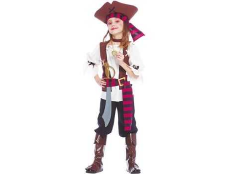 Disfraz de Niña DISFRAZZES Pirata Cinturón Rayas Rosa E Negro (Talla: 10 a 12 años)
