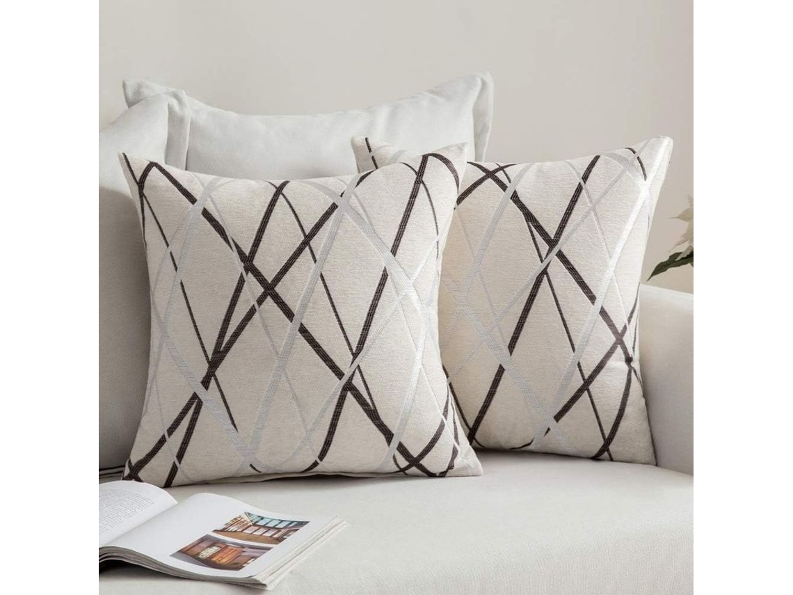 2026-2 Fundas De Almohada Decorativas Chenille Texturizadas Suaves Beige Cuadrado 45x45 Cm Para Sofá Dormitorio Coche