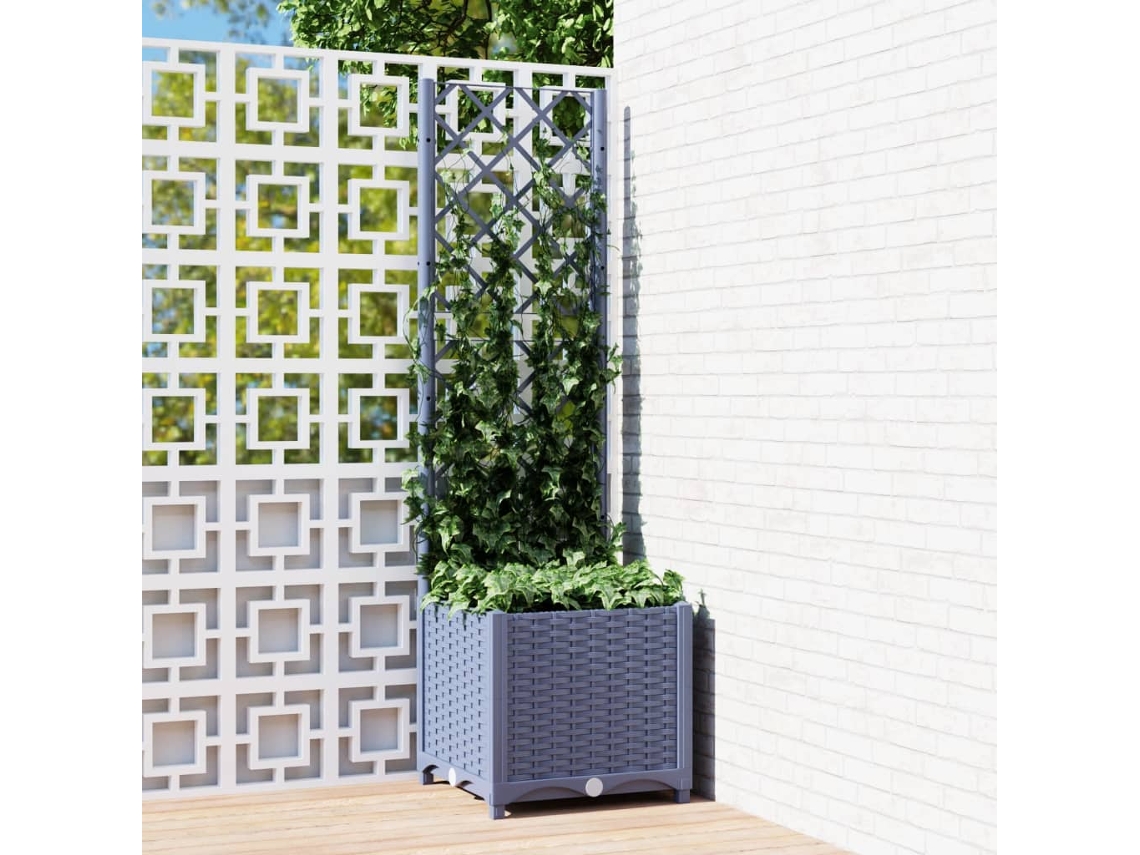 Maceta/Jardinera de Jardín con Enrejado 40X40X136 Cm PP Gris Oscuro