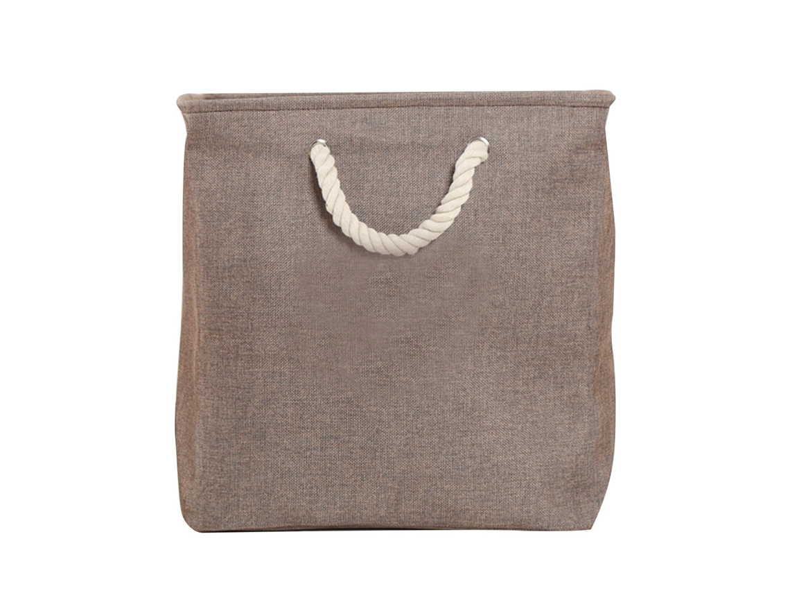 Cesta De Almacenamiento Plegable De Tela De Algodón Con Asas Para Ropa Y Juguetes - Marrón
