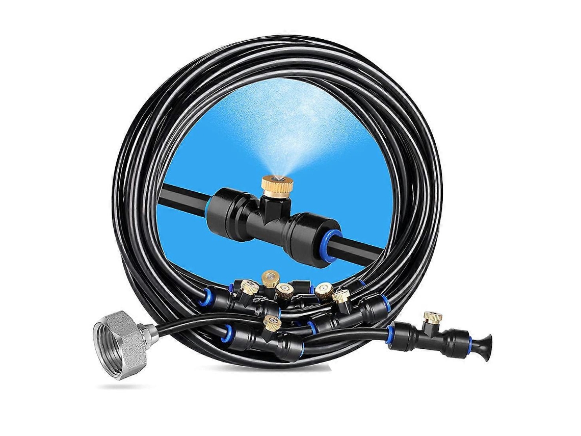 Sistema De Niebla Exterior 9m Con 11 Boquillas + 1 Adaptador Latón 3/4 Para Patios Jardines Y Espacios Al Aire Libre