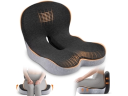 Cojín De Espuma Viscoelástica Para Asiento De Oficina Con Soporte Lumbar Para Sentarse Durante Largos Periodos (negro Y Gris) Digitallab