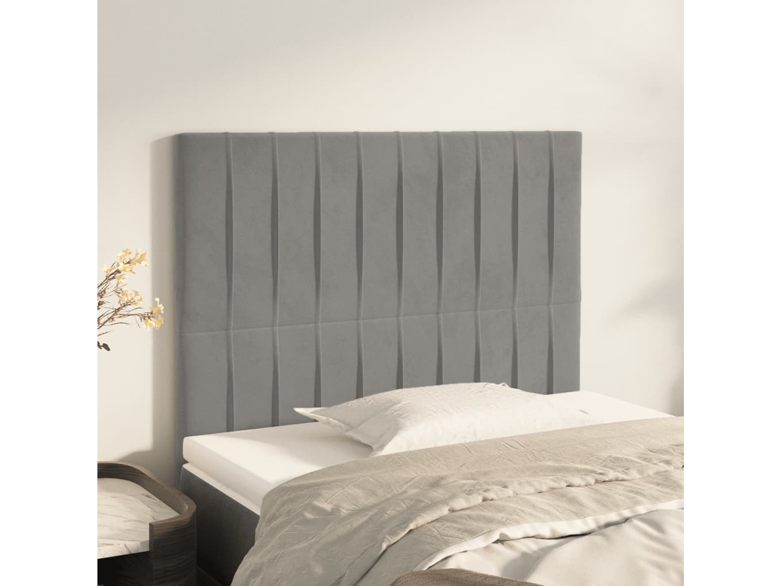 Cabeceros 2 Unidades De Terciopelo Gris Claro 90x5x78/88 Cm