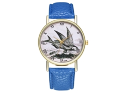 Reloj De Pulsera Unisex Informal De Cuarzo Con Estampado Retro Azul Real.