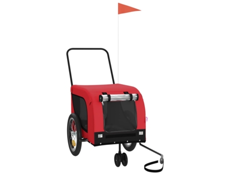 Remolque de bicicleta mascotas hierro tela Oxford VIDAXL rojo negro