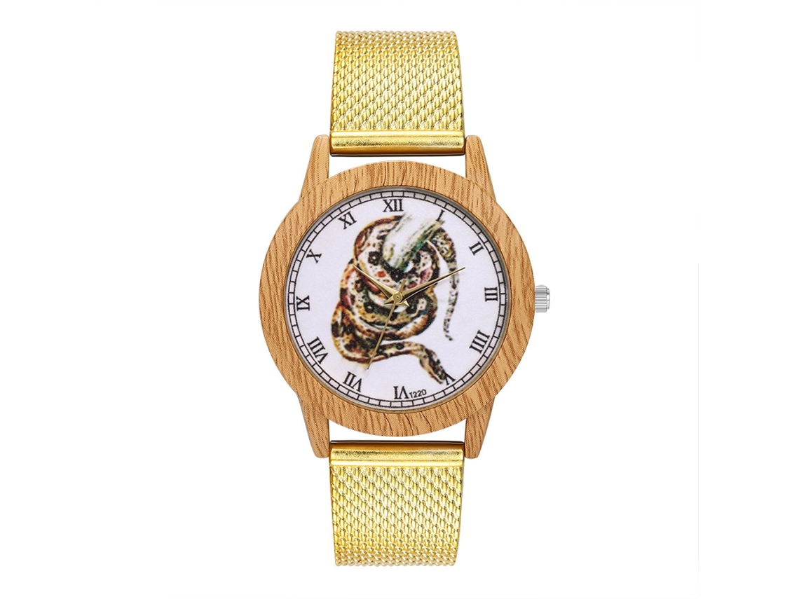 Reloj De Cuarzo Analógico Unisex Con Correa De Malla Lujo Simple Casual Oro Zhoulianfa