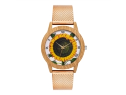 Reloj Casual Unisex Con Correa De Silicona, Esfera Con Diseño De Girasol, Movimiento De Cuarzo, Oro Rosa, Zhoulianfa