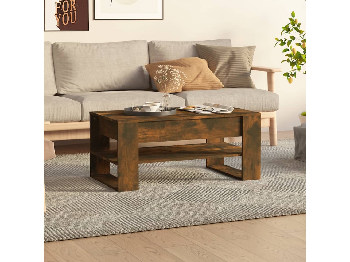 Mesa de Centro Apoyo 102X55X45 cm Madera Procesada Roble Ahumado