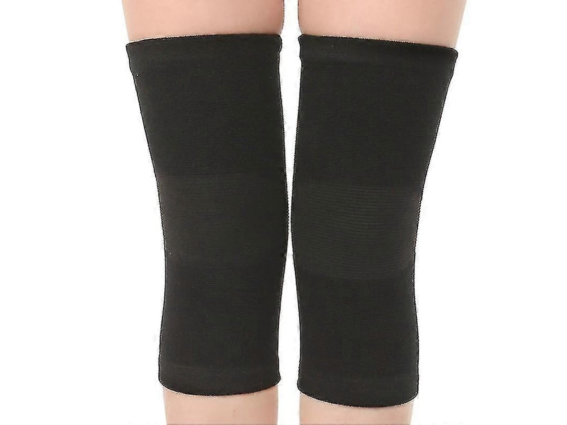 Joelheiras de tecido de bambu para suporte, alívio da dor, melhora da circulação e compressão esportiva, tamanho XL, pretas.