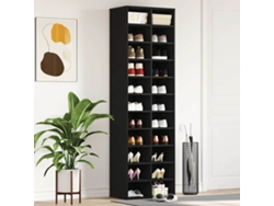 Zapatero | Armario Zapatero De Madera Contrachapada Roble Negro 54x34x183 Cm