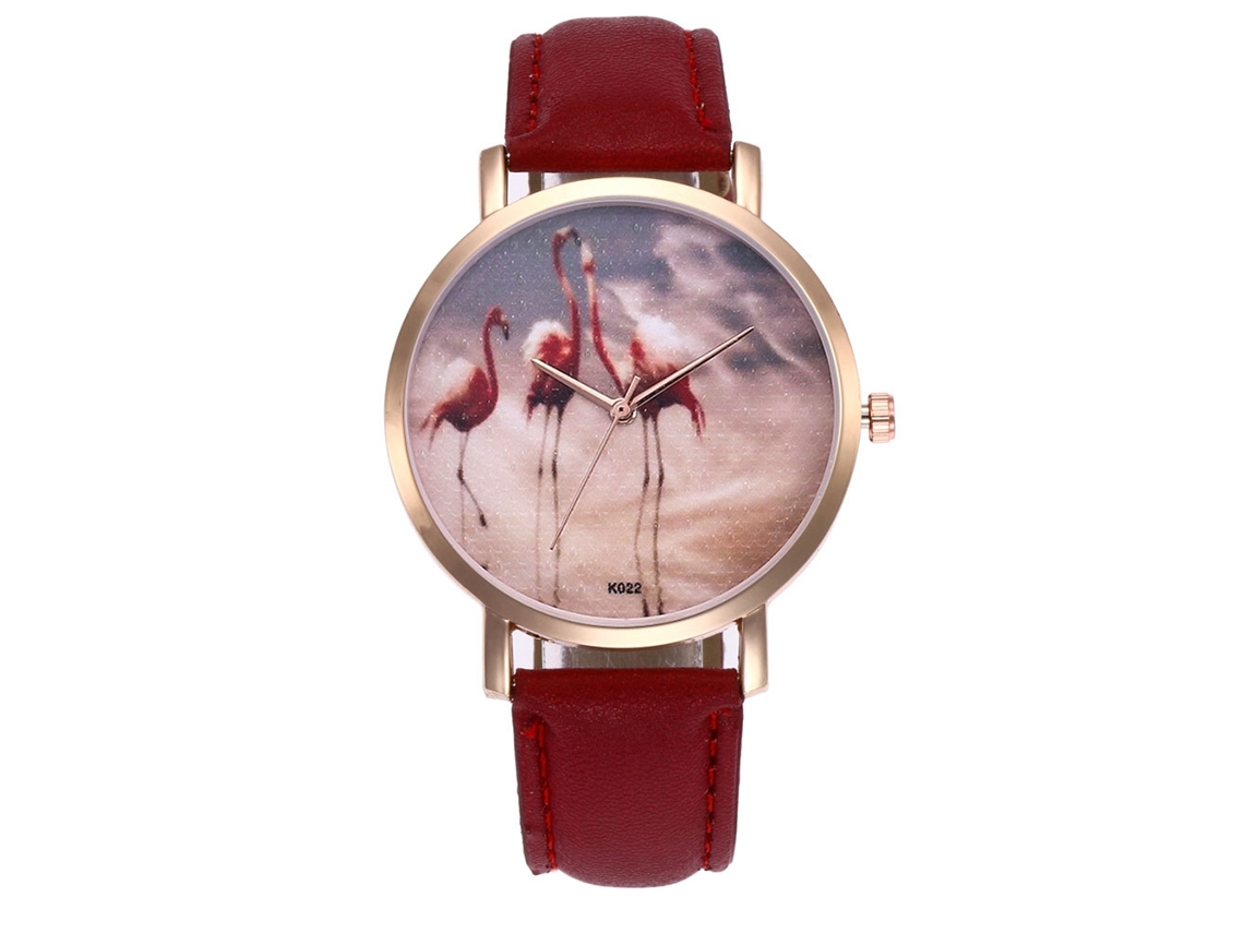 Reloj De Pulsera Para Hombres Y Mujeres, Reloj De Cuero Casual Para Parejas Rojo