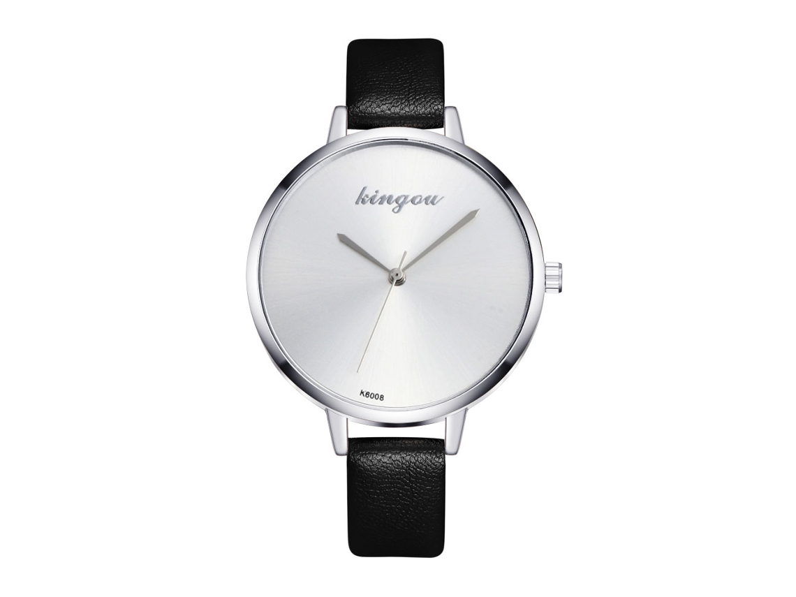 Reloj De Cuarzo Con Correa De Cuero Universal, Sencilla Y Elegante, Para Novio/novia (negro).