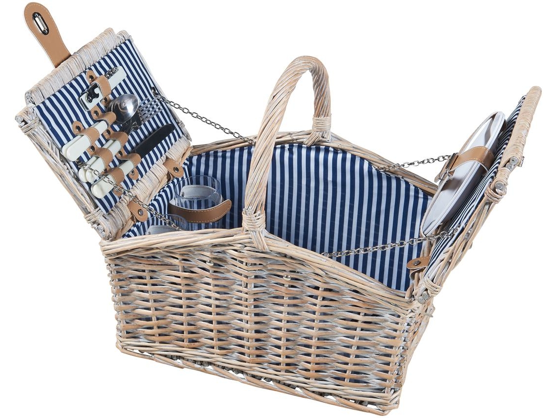 Cesta de picnic Lumparland para 2 personas 40x28x37cm - Blanco / Azul CASA.PRO