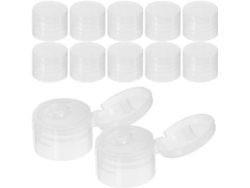 Pacote Com 100 Tampas Flip-top De Plástico Pp Transparente De 28 Mm – Tampas