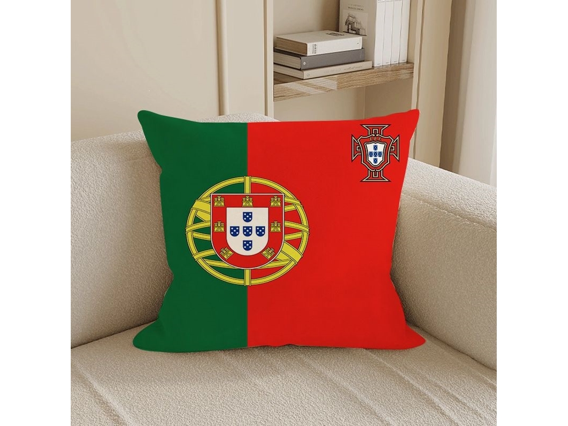 Tamaño Mediano 45x45cm Funda Cojín Bandera Selección Portuguesa Fpf Copa Mundial 2026, Funda Decorativa Salón Aficionado Fútbol