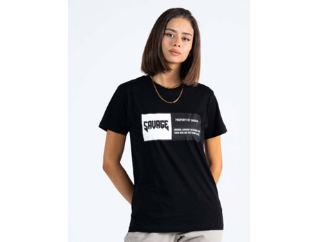 T-shirt Básica SAVAGE Crew Algodón Mujer (XS - Negro)