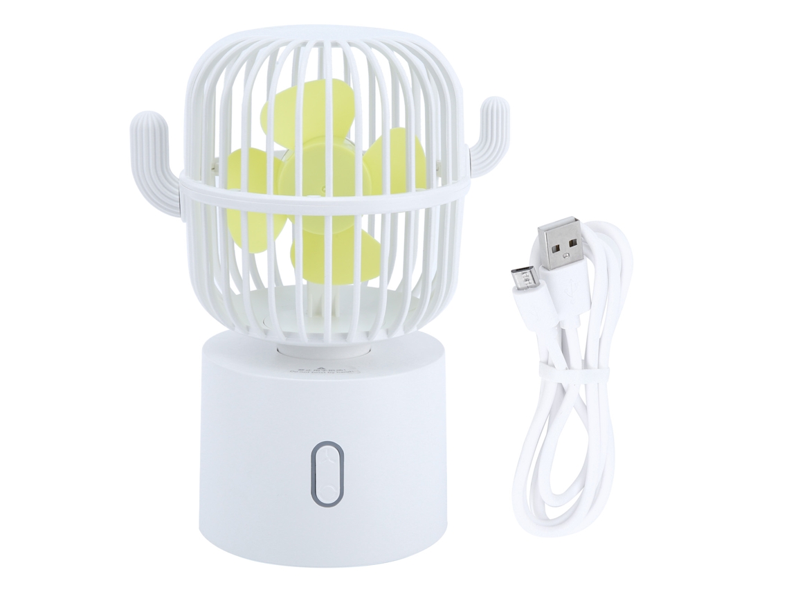 Mini Ventilador De Escritorio Portátil Recargable Por Usb Con 3 Velocidades Y Ángulo De 80° - Blanco