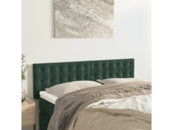 Cabeceros 2 Unidades Terciopelo Verde Oscuro 72x5x78/88 Cm