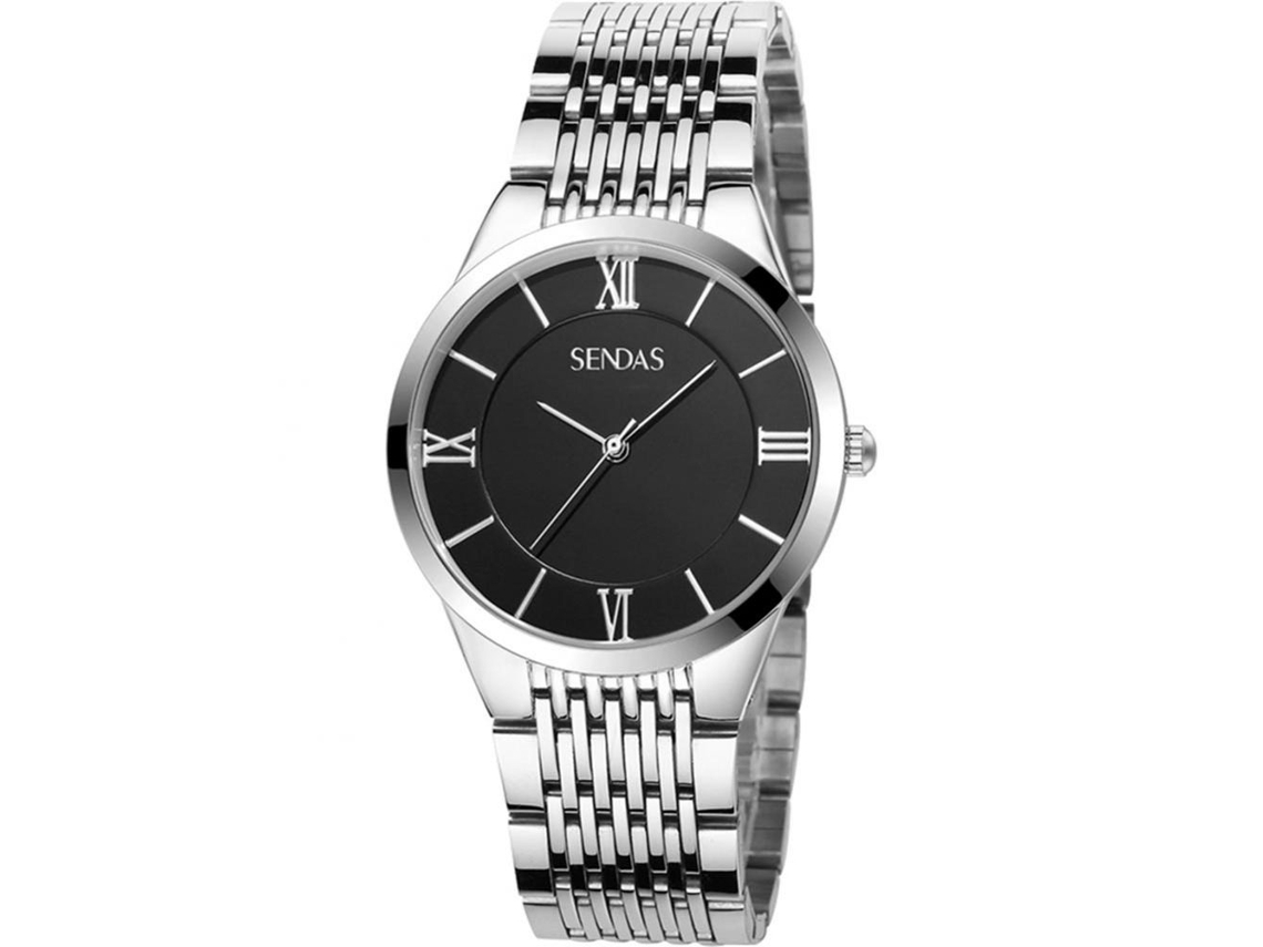 Reloj De Pulsera De Aleación Impermeable Moda Dial Redondo Cuarzo Analógico Plata Hombre