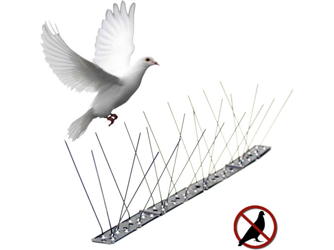 Kit Repelente De Aves De 25 Cm, Con Base Transparente Y 10 Puntas De Acero Inoxidable, Para Balcones Y Azoteas.