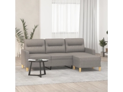 Sofá De 3 Plazas Con Taburete De Tela Gris Taupe 180 Cm