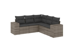 Conjunto 5 de sofás jardín con cojines VIDAXL ratán sintético gris