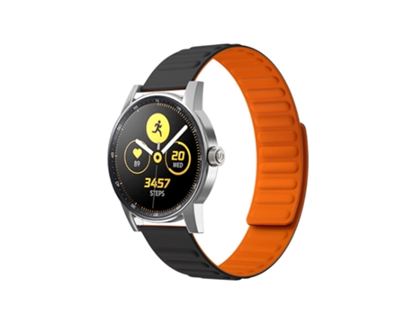 Correa de Silicona 20mm absorción magnética para Samsung Galaxy Watch4 Classic 46mm 42mm/Watch4 44mm 40mm/Gear Sport - negro/naranja