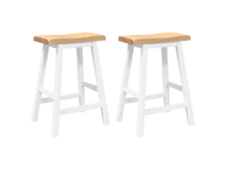Maison Exclusive - Taburetes De Bar, 2 Unidades, Madera Maciza Blanca, Goma
