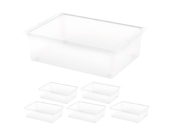 Curver Pack 6 Cajas de Almacenaje con Tapa Y Ruedas C-box 27l Transparente