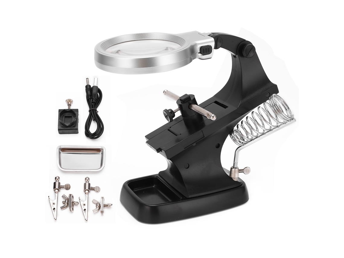 Lupa De Mesa Th-7023b Con Luz Led De Alta Definición Para Lectura Y Reparación.