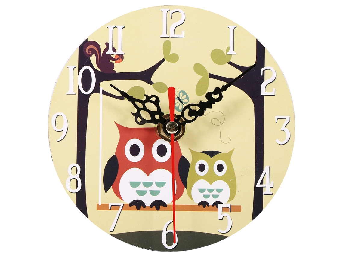 Reloj de pared redondo antiguo con diseño creativo de búho vintage para decoración del hogar y la oficina.