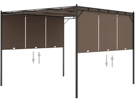 vidaXL Cenador de jardín con cortina lateral gris taupe 3x3x2,25 m