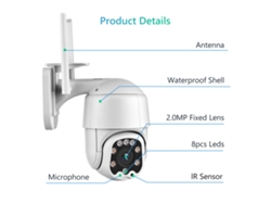 Cámara De Seguridad Inalámbrica Wifi Exterior 1080p Ptz Impermeable Ip66 Con Audio Bidireccional Visión Nocturna Y Detección De Movimiento