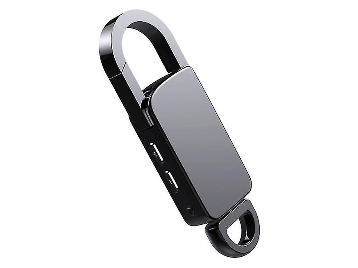 Grabadora de llavero con activación por voz, grabadora digital con carcasa metálica y llavero de 4 GB Yizhood (negra)