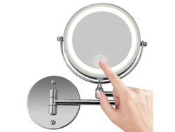 Espejo De Maquillaje De Pared Con Luz Led, Diseño Bifacial, Aumento De 10x, Rotación De 360 Grados, 7 Pulgadas De Diámetro.