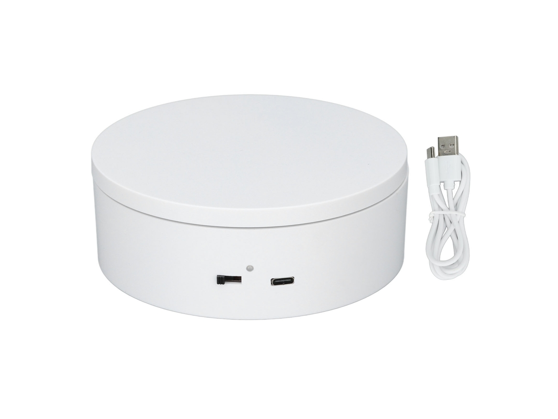 MEOIRUERY Plataforma Giratoria Eléctrica Blanca 360° con Capacidad de 3KG para Tienda