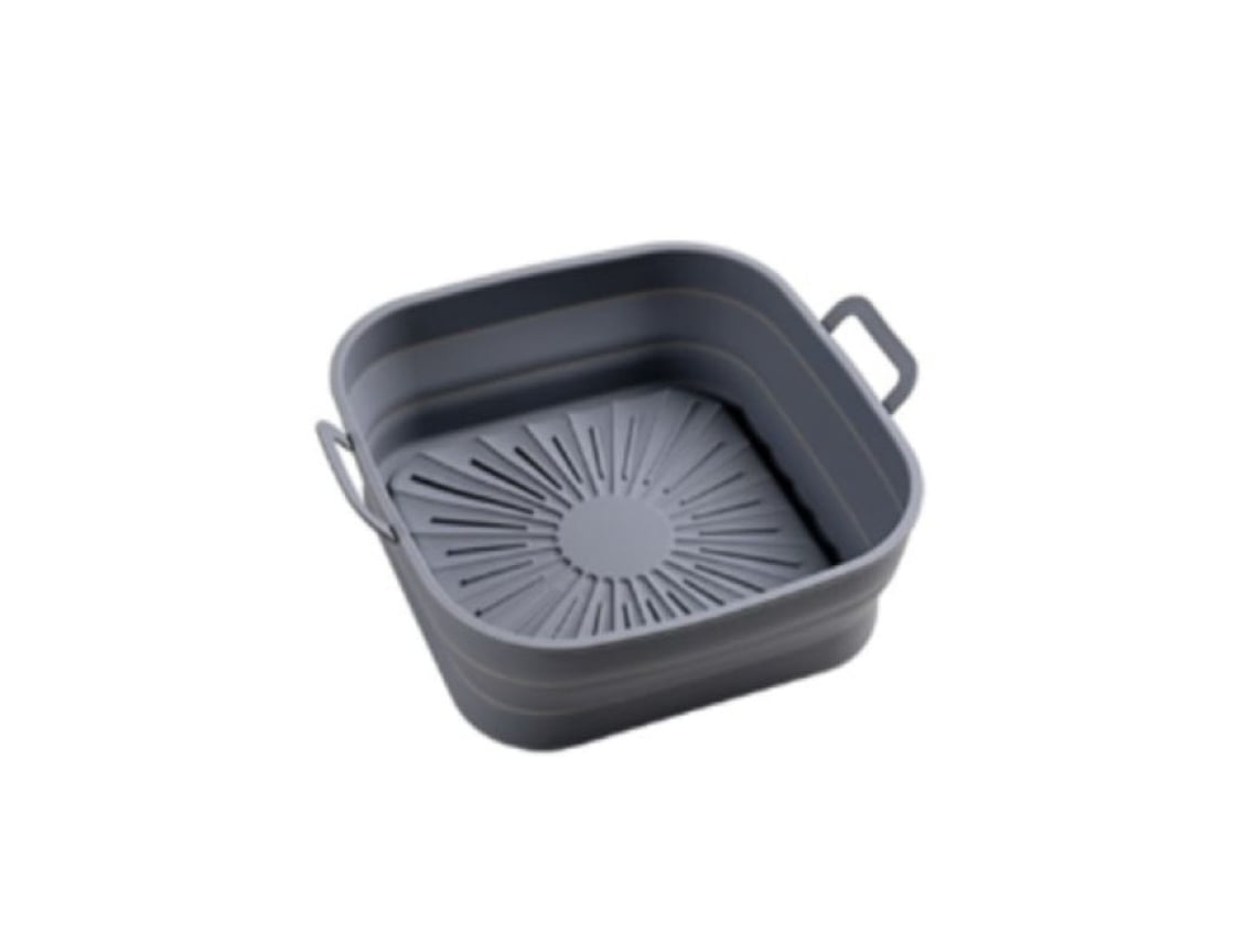Molde Cuadrado De Silicona Gris Y Plegable Para Freidora De Aire.