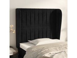 Cabecero Con Orejas De Terciopelo Negro 103x23x118/128 Cm