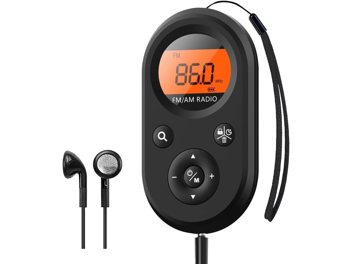 Radio De Bolsillo Am/fm Recargable Con Batería De Larga Duración Y Auriculares Estéreo.