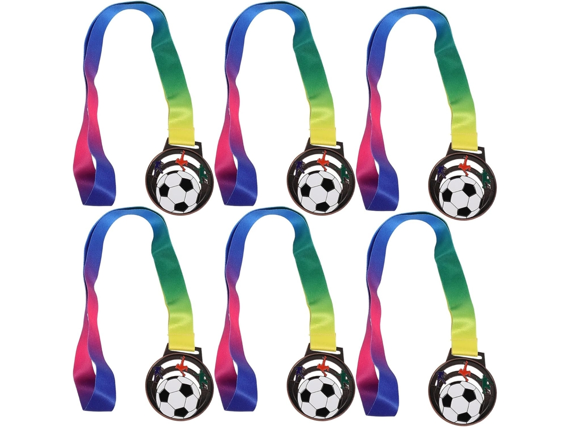 Juego de 6 medallas de fútbol en aleación de metal SFUSHOS
