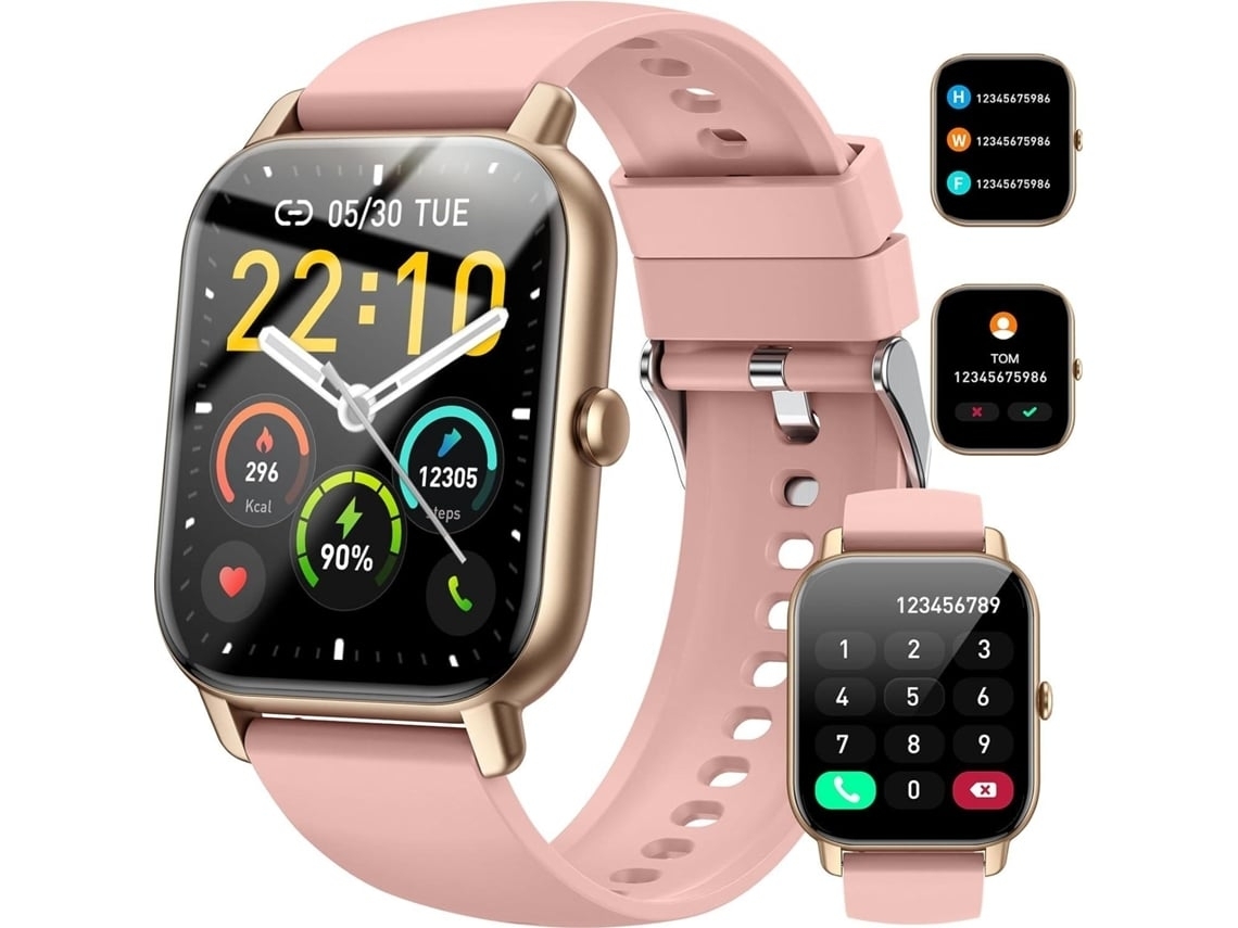 Smartwatch P66D Función De Llamada Impermeable Ip68 Fitness Tracker Oro